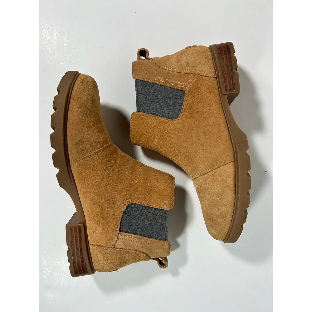 Sorel Emelie II Chelsea Boots Womens 9.5 Brown Suede Waterproof NL5018-253